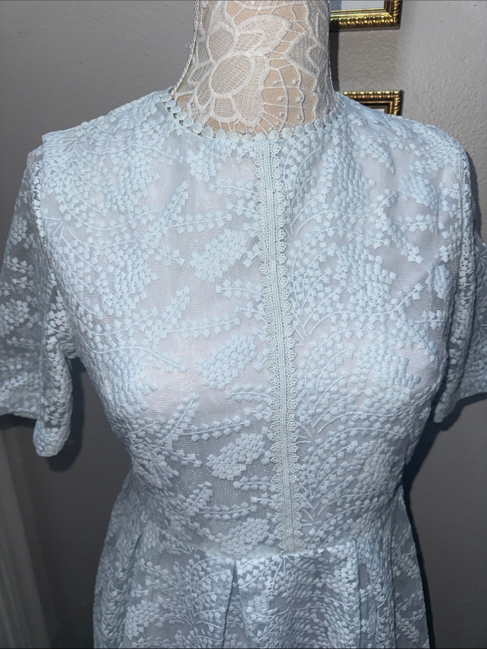 Rachel Parcell Pale Blue Lace Fit-and-Flare Midi Dress - Picture 2 of 7
